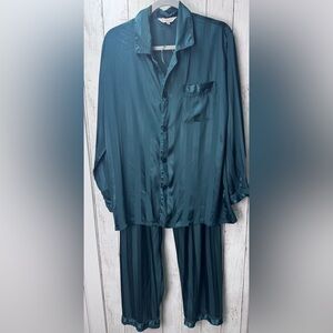 Lonxu Teal Satin Pajama Set size medium
